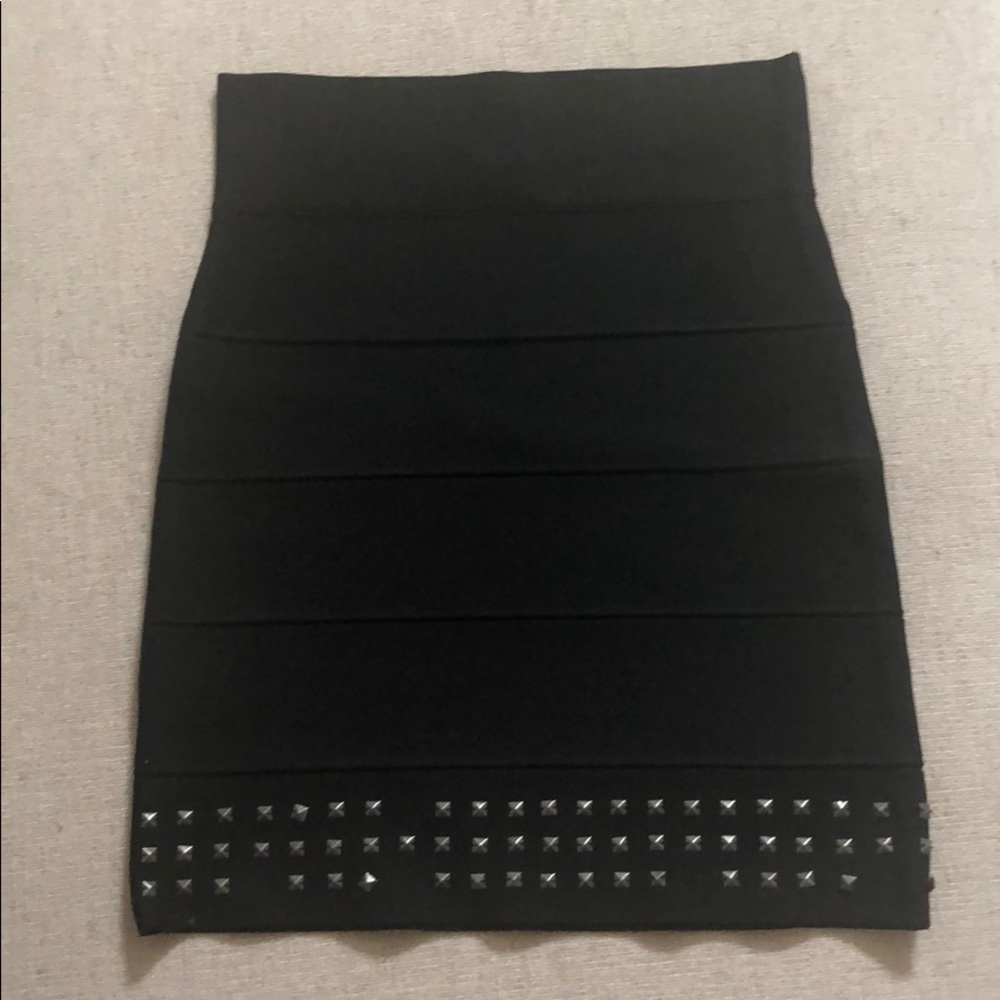 BCBG Black Studded Bandage Skirt